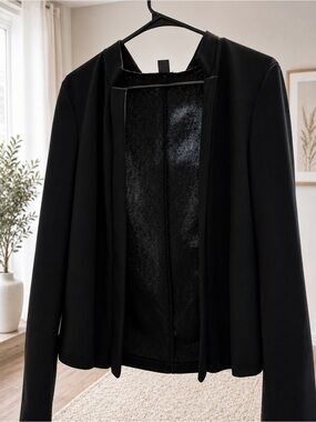 Women’s Black Open Front Blazer Jacket XL 12 Office Business Casual